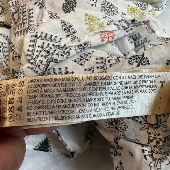 Massimo Dutti Tunic Top Popover V-Neck Boho Geometric Silk Blend Sheer Sz 4 5189 - Picture 12 of 13